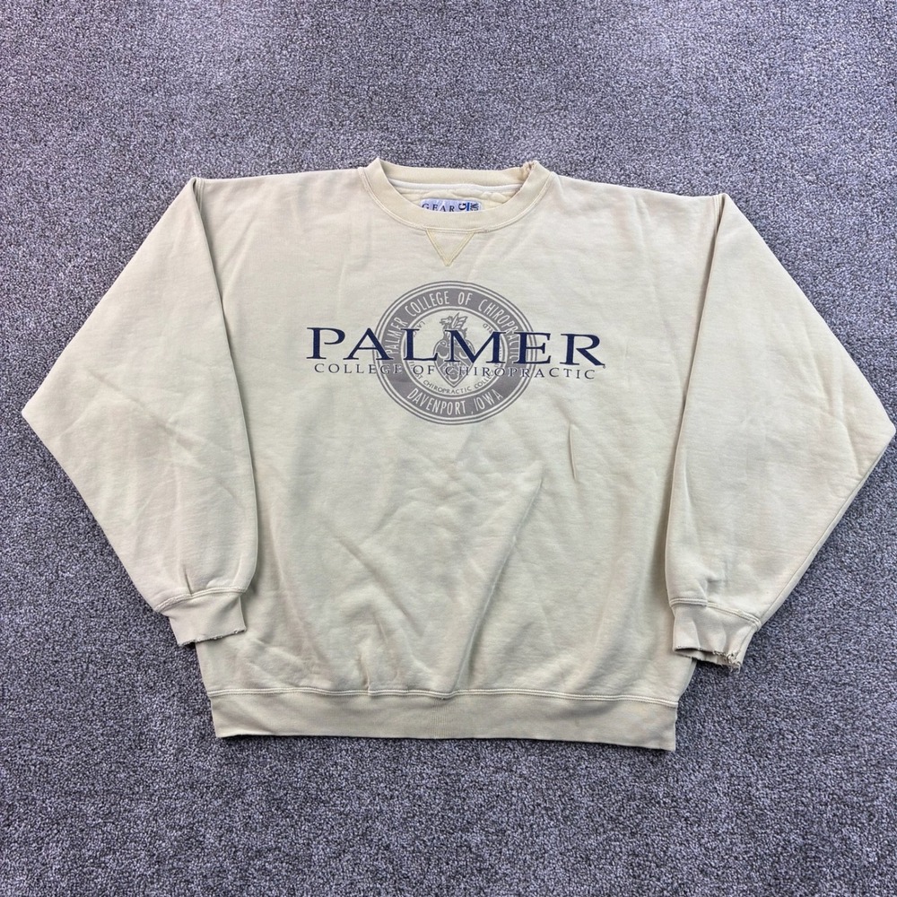 Vintage Palmer College of Chiropractic Sweatshirt Mens Large Yellow Cotton